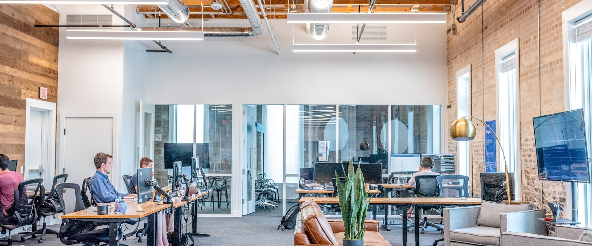 A modern office workspace.
